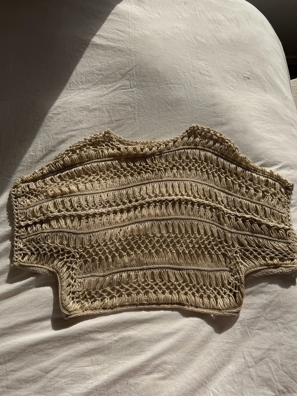 Sans Souci Knit Crochet Crop Boho Shawl Top